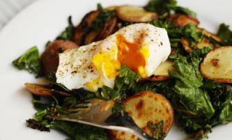 kale, potatoes, and eggs
